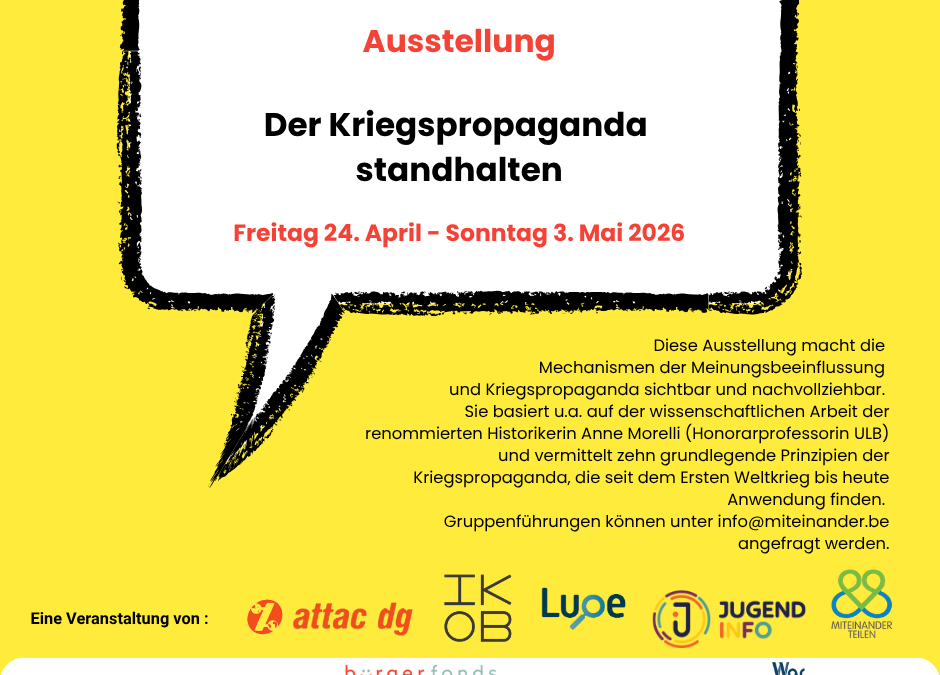 23.04.-03.05.2026 – Ausstellung „Der Kriegspropaganda widerstehen“