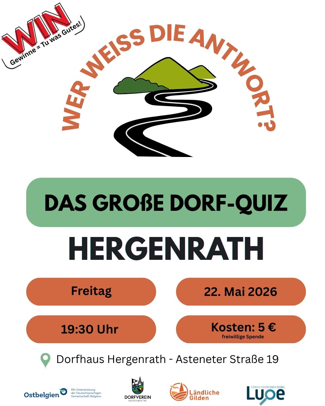22.05.2026 – 19.30 Uhr Das große Dorf-Quiz: Wer weiß die Antwort? – Hergenrath