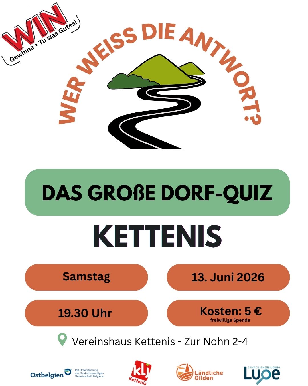 13.06.2026 – 19.30 Uhr Das große Dorf-Quiz: Wer weiß die Antwort? – Kettenis